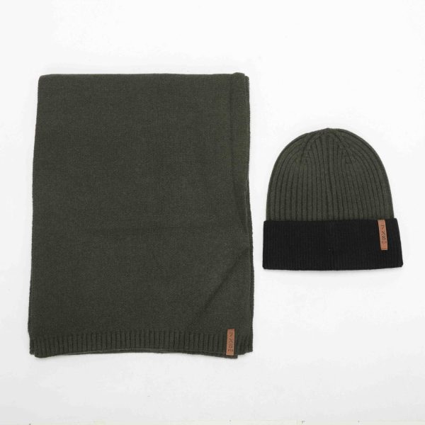 7x8 Sciarpa e Berretto in maglia Verde militare 15CP-8542