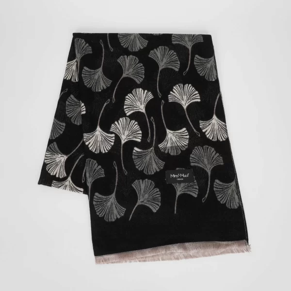 Mimì-Muà sciarpa con foglie Nero  FSAN-9259