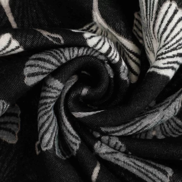 Mimì-Muà sciarpa con foglie Nero  FSAN-9259 - immagine 3