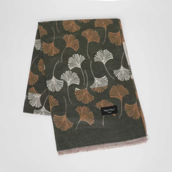Mimì-Muà sciarpa con foglie Verde militare  FSAN-9259