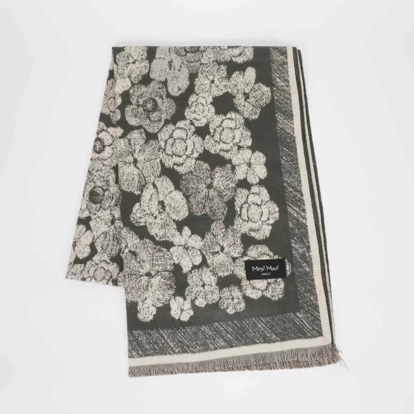 Mimì-Muà sciarpa con Fiori Verde militare  FSAN-9261