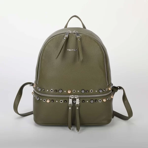 Mimì-Muà Zaino con borchie Verde militare M8-H201313