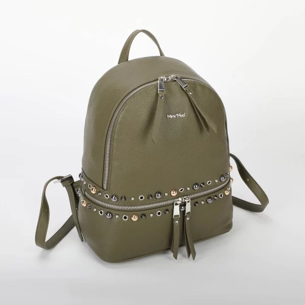 Mimì-Muà Zaino con borchie Verde militare M8-H201313 - immagine 2