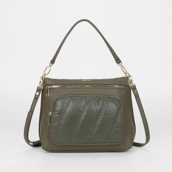 Mimì-Muà Borsa a spalla con effetto piumino Verde militare M8-Y201237