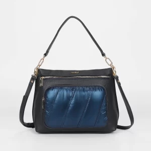 Mimì-Muà Borsa a spalla con effetto piumino Blu M8-Y201237
