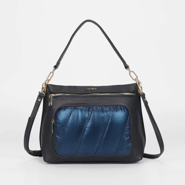 Mimì-Muà Borsa a spalla con effetto piumino Blu M8-Y201237